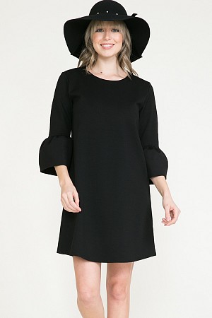 Back Button 3/4 Ruffle Sleeve  ...